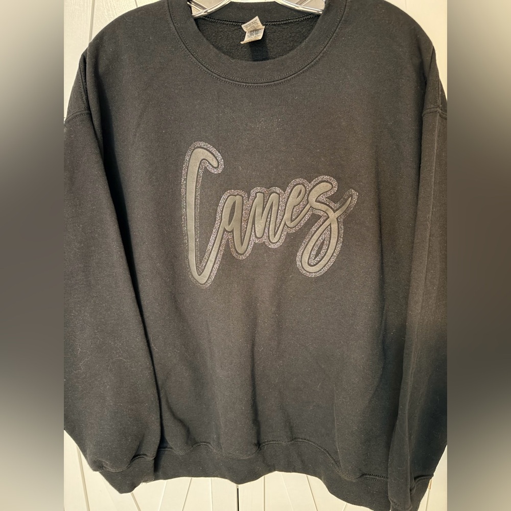 Canes Black Crewneck Sweatshirt with 'Canes' Script